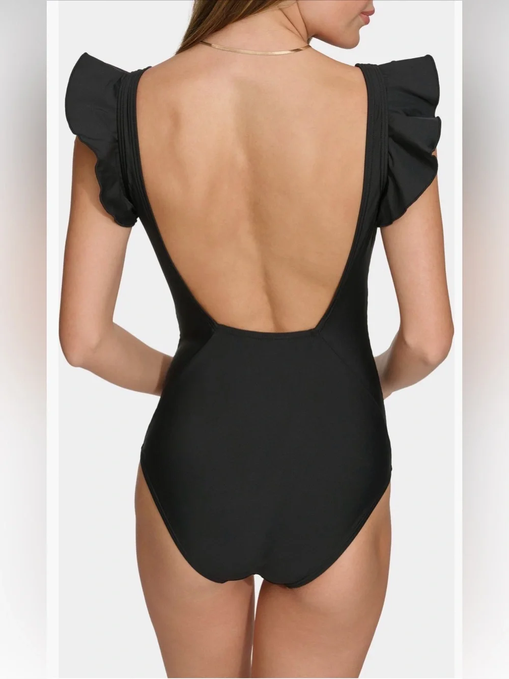 DKNY plunge neck ruffle one piece bikini - Picture 2 of 7